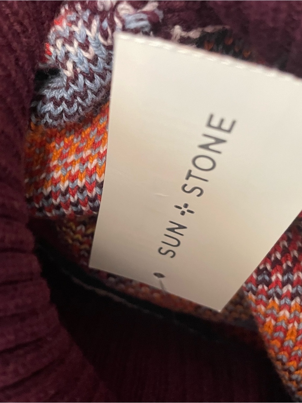 SUN + STONE Cowl Neck Sweater Red Orange Southwest New Mexico Style Size Men's M - Picture 7 of 7